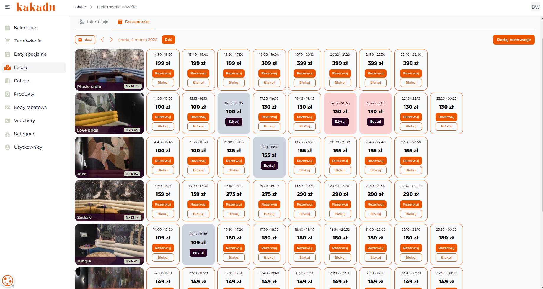 Zarządzanie pokojami